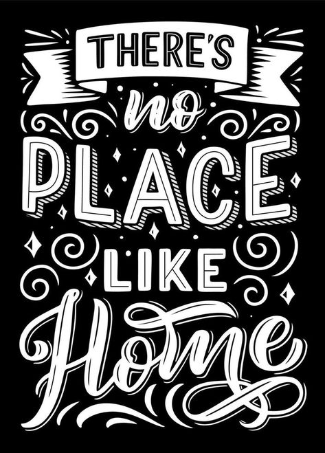 There is no place like home lettering quote Chalk Fonts, Medical Posters, Vector Quotes, Typography Hand Drawn, Sport Poster Design, Hand Drawn Lettering, Positive Inspiration, No Place Like Home, Handwritten Letters