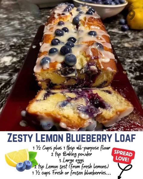 Cake Mix Cobbler, Blueberry Loaf Cakes, 3 Ingredient Cakes, Lemon Blueberry Loaf, Blueberry Loaf, Sweet Bakes, Icing Recipes, Apple Cinnamon Rolls, Lemon Blueberry Bread