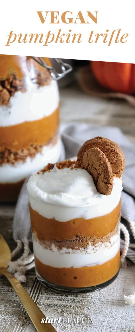 Dairy Free Trifle Desserts, Dairy Free Thanksgiving Dessert, Vegan Pumpkin Trifle, Dairy Free Pumpkin Mousse, Gf Df Pumpkin Dessert, Vegan Trifle Desserts, Vegan Pumpkin Pudding, Vegan Trifle Recipe, Vegan Gluten Free Trifle