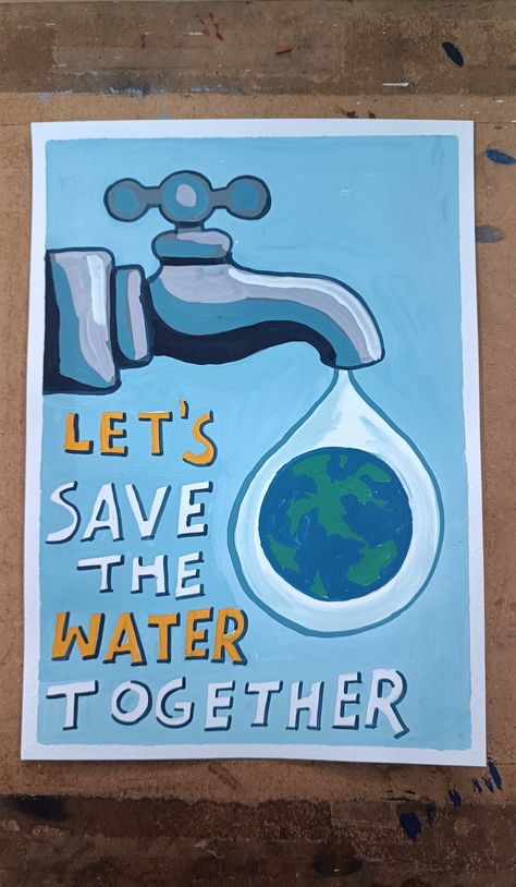 Poster On Save Water, Water Conservation Poster, Save Water Drawing, Save Earth Posters, Save Water Poster Drawing, Save Water Save Life, Save Water Poster, Make A Poster, Ocean Projects