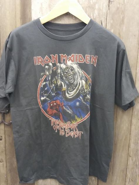 Rock 'n' Roll Heritage: Unveiling the Iron Maiden 'Variety of the Beast' Classic Band Tee- #band #Beast #Heritage #Iron #Maiden #Number #Rock #Roll #Tee #Unveiling #Vintage Check more at https://howcandothis.com/manstyle/rock-n-roll-heritage-unveiling-the-iron-maiden-variety-of-the-beast-classic-band-tee/ Types Of Cotton Fabric, Iron Maiden T Shirt, Vintage Band Shirts, Iron Maiden Shirt, Silly Clothes, Vintage Band T Shirts, Shirt Wrinkles, Interesting Products, Vintage Band Tees