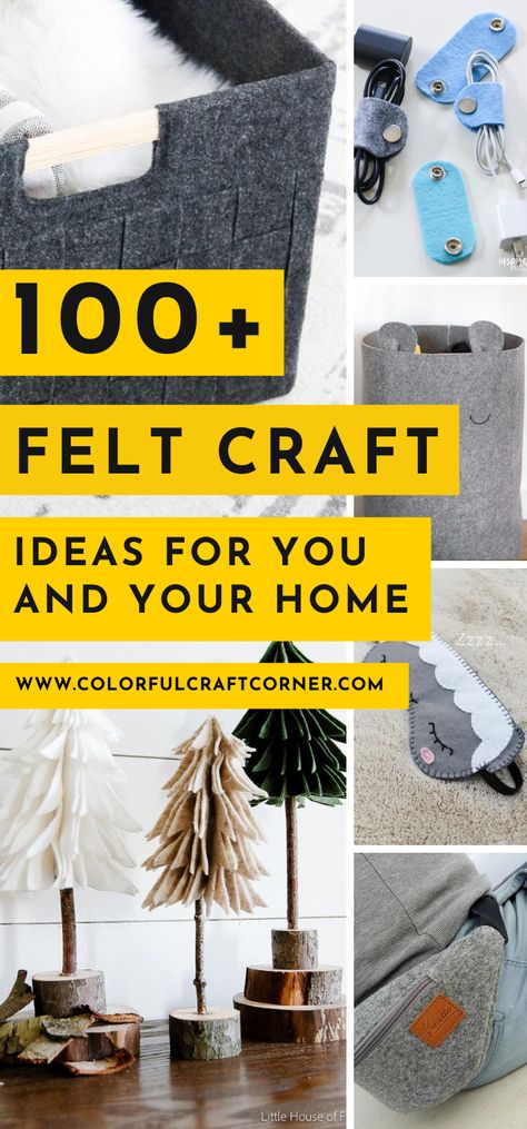 Get inspired by this huge list of felt craft ideas. I wanted to show you that felt is a very versatile material, and to inspire you to use it for your craft projects. #feltcrafts #feltcraftideas #feltprojects Diy Felt Sewing Projects, How To Work With Felt, Felt Scrap Projects, Things To Do With Felt, Felt Crafts For Adults, Felt Crafts No Sew, Felt Cricut Projects, Crafts Using Felt, No Sew Felt Crafts