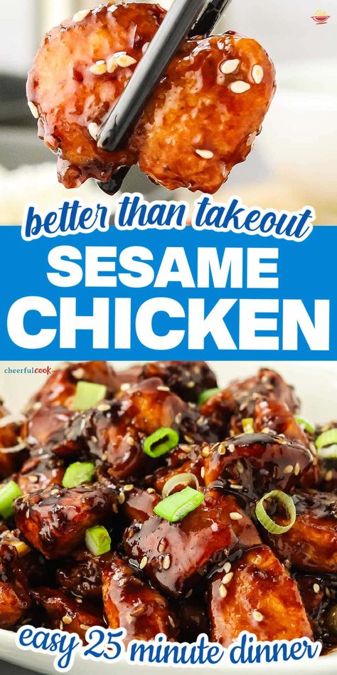 Sticky Asian Sauce, World Desserts, Chicken Sesame, Crispy Sesame Chicken, Easy Sesame Chicken, Chicken Chinese, Chinese Food Recipes, Chinese Chicken Recipes, Chicken Crockpot Recipes Easy