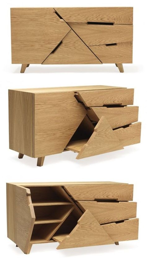 Tangram cabinet replicates Chinese puzzle with dollops of practicality.  #cabinet #storageideas #furniture Arrange Furniture, Furniture Placement, Diy Holz, Creative Furniture, Diy Wood Projects Furniture, Into The Woods, Cheap Furniture, Furniture Arrangement, Furniture Inspiration