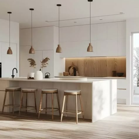 Kitchen Ideas Modern Luxury White, Kitchen Ideas With Island, Loft Library, Modern Kitchen Design Trends, Kitchen Scandinavian Style, Scandi Kitchen, Cozy Scandinavian, Scandinavian Kitchen Design, Unique Seating