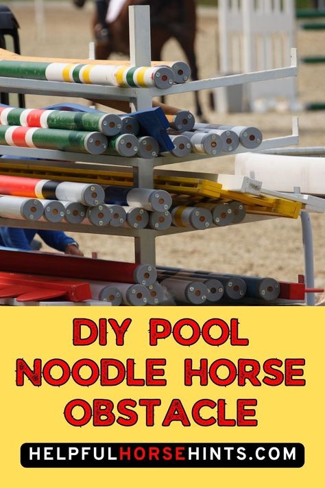 Pool noodle horse obstacles are great for desensitizing horses to having their body and legs touched. The great thing about this pool noodle horse obstacle is it can be used for any age horse. During summer months, pool noodles are regularly available at most big-box type stores like Walmart, Home Depot and Target. #course #ideas #diy #courseideas #poolnoodle #helpfulhorsehints Noodle Obstacle Course, Pool Noodle Obstacle Course, Desensitizing Horses, Pool Noodle Horse, Noodle Horse, Horse Obstacles, Cross Country Jumps, Course Ideas, Walmart Home