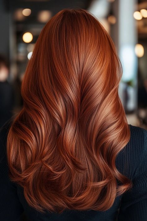 26 Killer Deep Auburn Hair Color Ideas You Need Now Red Head Blowout, Spiced Auburn Hair, Womens Auburn Hair Color, Auburn Hair Styles For Women, Auburn Hair Color Green Eyes, Irish Copper Hair, Aurburn Hair Color, Multi Tone Red Hair, 7rc Hair Color