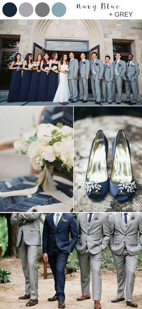 elegant navy blue and grey wedding color ideas Navy Blue Wedding Theme, Grey Wedding Decor, Grey Wedding Theme, Classic Blue Wedding, Navy Wedding Colors, Gray Wedding Colors, Wedding Color Combos, Wedding Color Trends, Wedding Color Ideas