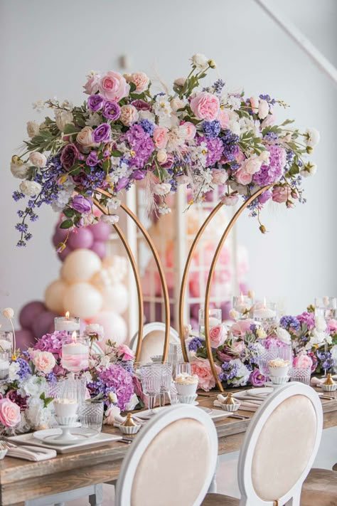 Dreamy Pink Themed Wedding | Elegant Wedding Lilac And Pink Wedding Theme, Purple And Pink Wedding Flowers, Bridgestone Theme Party, Bridgestone Party, Lilac And Pink Wedding, Purple Wedding Color Schemes, Wedding Centerpieces Colorful, Pink Purple Wedding Theme, Pink And Purple Wedding Theme