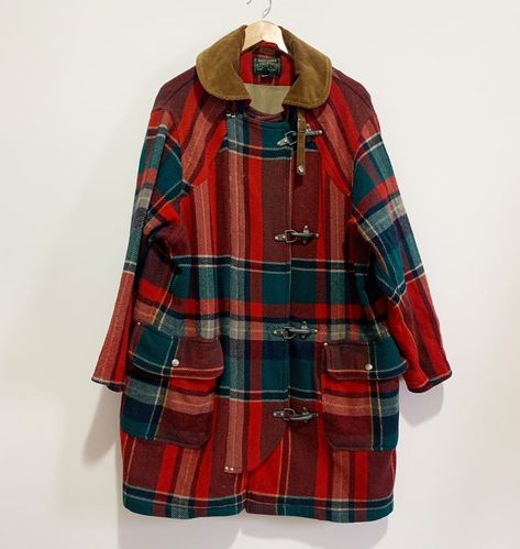 Ralph Lauren Fireman Jacket, Luxury Retro Plaid Outerwear, Patchwork Coat Ralph Lauren, Luxury Vintage Plaid Outerwear, Vintage Red Wool Outerwear, Barn Coat, Lumberjack Plaid, Glad Rags, Vintage Polo