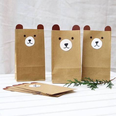 Dog Treat Packaging, Creative Wrapping, Paper Bag Crafts, Woodland Birthday Party, Woodland Birthday, Bear Birthday, Christmas Party Invitations, Sons Birthday, Christmas Cards Handmade