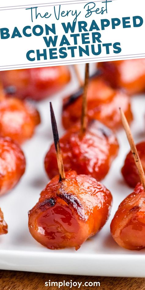 Water Chestnuts And Bacon Appetizers, Air Fryer Bacon Wrapped Water Chestnuts Recipe, Bacon Chestnuts Appetizers, Bacon Wrapped Water Chestnuts Recipe Crockpot, Bacon Wrapped Water Chestnuts Air Fryer, Bacon Covered Water Chestnuts Recipe, Easy Bacon Wrapped Water Chestnuts Recipe, Water Chestnuts Wrapped In Bacon Recipes, Rumaki Recipe Bacon Wrapped Appetizers