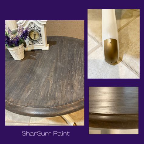 A Round Pedestal Table Gets an Amazing Makeover | SharSum Paint Round Oak Table Makeover, Oak Table Makeover, Pedestal Table Makeover, Table And Chairs Makeover, Round Oak Table, Round Pedestal Table, Painted Dining Table, Oak Table Top, Uses For Coffee Grounds