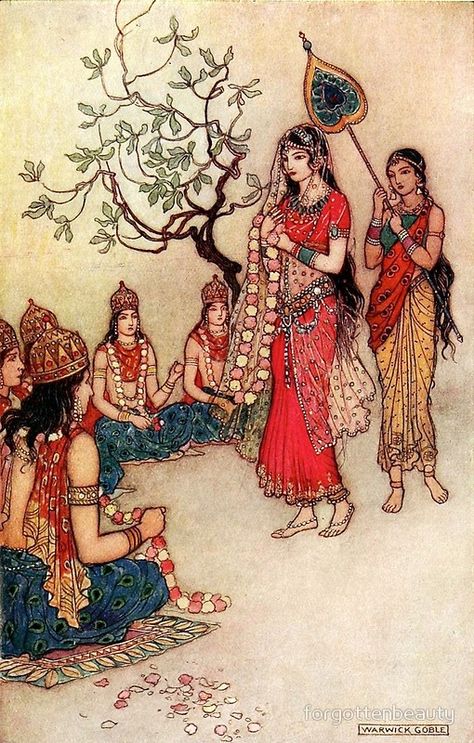 Warwick Goble, Indian Painting, Indian Dress, Indian Paintings, Illustration Vintage, Art Et Illustration, Art And Illustration, Folk Tales, British Artist