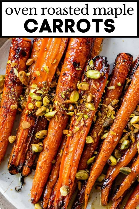 Maple Glazed Vegetables, Vegan Maple Roasted Carrots, Roasted Carrots With Maple Syrup, Maple Syrup Glazed Carrots, Maple Glazed Carrots Roasted, Maple Roasted Carrots Oven, Roasted Carrots Maple Syrup, Maple Glazed Roasted Carrots, Roasted Carrots Crockpot