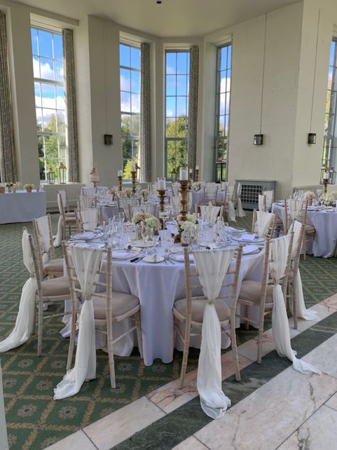 White chiffon chiavari chairdrapes Wynyard hall #whitechiffon #chairdrapes #chiavari #weddingchairstyles Chair Drapes, Baroque Candle, Tiffany Chairs, Chair Styling, Tiffany Chair, Wedding Needs, White Chiffon, Wedding Chairs, Wedding Styling