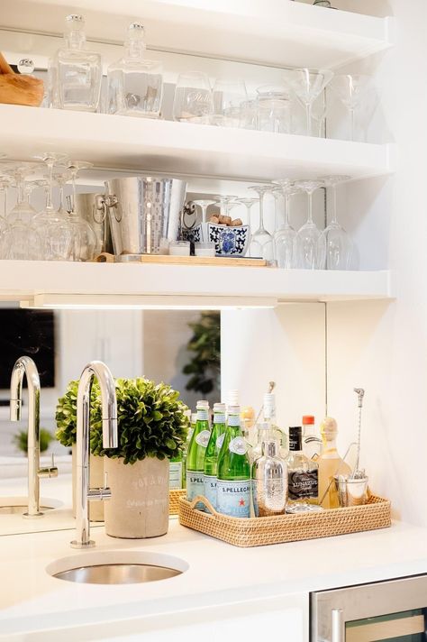 GET READY TO UP YOUR COCKTAIL GAME! You know we looove Happy Hour, so why wouldn’t we love a well-styled bar cart?! Small Bar Cart, Bar Cart Inspo, Bar Cart Design, Pantry Redo, Cart Design, Pretty Cocktails, Bar Shelves, Small Dresser, Bar Cart Styling