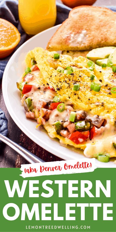 Omelette Healthy Recipes, Omlet Toppings, How To Make A Western Omelette, Ham And Egg Omelet, Ham Cheese Omlet Recipes, Pepper Omlet Recipes, Western Omlet Recipes, Southwest Omelette Recipes, Dinner Omelette Ideas