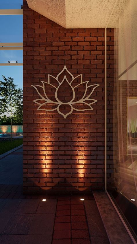 The Lotus Metal Art Dimensions- 600mm*600mm Thickness-1.5mm Available in white, silver and black finish. Glossy as well as matte. Customization Available DM for queries on +91 9893779542 Healing Room Ideas, Exterior Murals, Hotel Design Architecture, House Main Door, Sweet Home Design, House Main Door Design, Mandir Design, Mansion Floor Plan, Diy Wall Painting