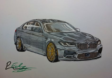 Bmw M5 Drawing, Competition Drawing, Bmw Sketch, Bmw M5 Competition, M5 Competition, I Cant Do This, Bmw M5, Crayon, Sketch Book