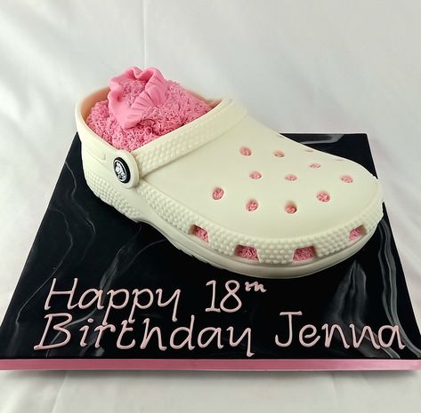 Croc cakes- perfect for Croc lovers everywhere!! #cakesthatlooklikestuff #Croc #Crocshoe #instacake #birthdaycakeforher #Croccake Croc Birthday Cake, Croc Cake Shoes, Croc Shoe Cake Ideas, Croc Cake, Shoe Cupcakes, Shoe Cake, Cake Inspo, Biscuit Cake, Cake Designs Birthday