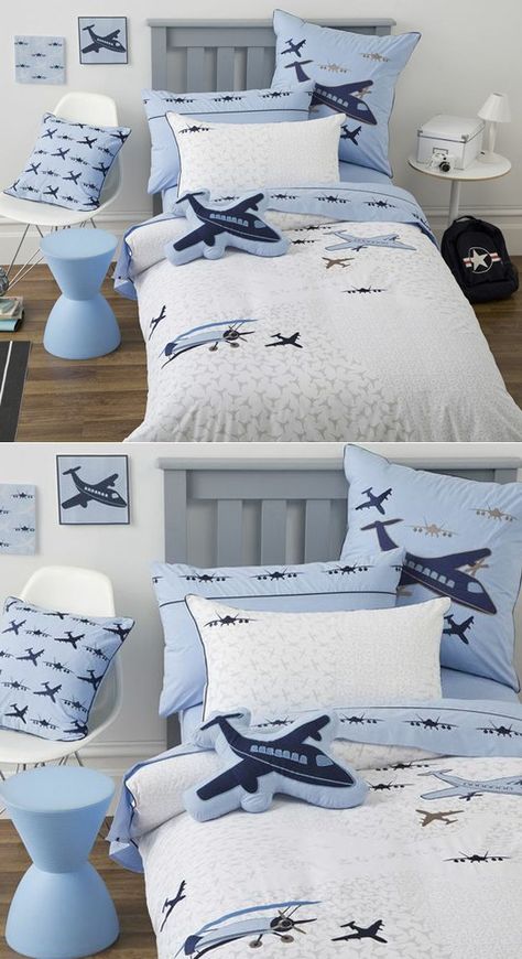 Airplane Room For Boys, Airplane Bedroom For Boys, Airplane Themed Bedroom, Plane Quilt, Airplane Bedroom, Airplane Boys Room, Airplane Room, Bed Linen Australia, Circu Magical Furniture