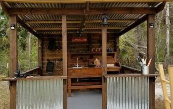 Grill Ideas Outdoor, Bbq Grill Ideas, Bbq Shack, Oasis Backyard, Grill Ideas, Corrugated Metal Roof, Knee Wall, Grill Station, Outdoor Bbq Kitchen