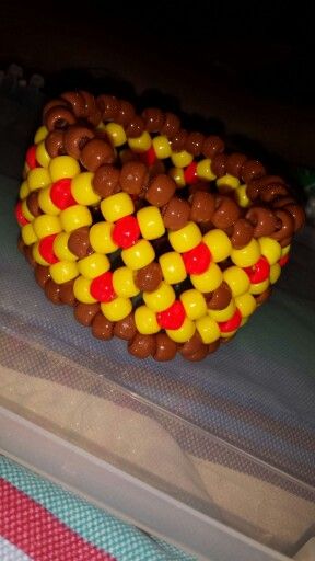 Pizza inspired double X based cuff Double X Base Cuff Kandi, X Base Cuff Kandi, X Base Cuff, Kandi Creations, Kandi Kid, Kandi Ideas, Kandi Bracelets, Peace And Love, Beading