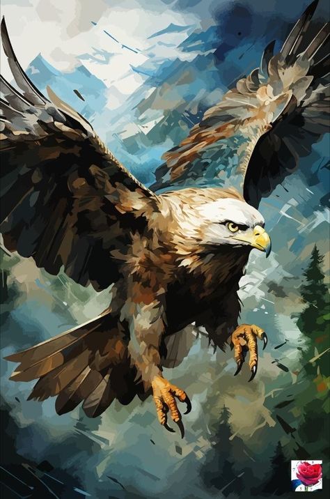 Leaf Art Diy, Birds Photography Nature, Eagle Wall Art, Magic Runes, Easy Landscape Paintings, Eagle Painting, Eagle Pictures, Wild Animals Pictures, Eagle Art