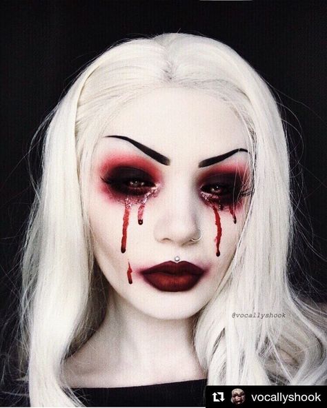 Halloween Color on Instagram: “BLOODY MARY🍷 Halloween Makeup, Body Painting Art Idea From 👉 @vocallyshook 💘👻 ⠀ Will you try it?? 📌 Tag your friend who'll love this! ⠀ ・・・…” Makeup Horor, Demon Nun, Body Painting Art, Supernatural Cartoon, Makeup Zombie, Fantasy Make-up, Halloween Make-up Looks, Makeup Challenge, Horror Make-up