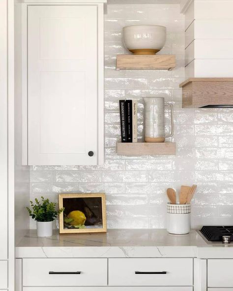 Your Top 10 Favorite Kitchens of 2023 | The Tile Shop White Subway Tile Kitchen, Farmhouse Kitchen Backsplash, Subway Tile Backsplash Kitchen, White Kitchen Backsplash, Kitchen Backsplash Ideas, White Counters, Gray Walls, Kitchen Backsplash Designs, White Backsplash