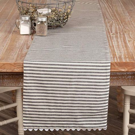 Farmhouse Table Runner Ideas, Gray Table Runner, Buffalo Plaid Table Runner, Affordable Bedding Sets, Farmhouse Decorations, Farmhouse Table Runners, Gray Table, Farmhouse Style Table, Rustic Bedroom Decor