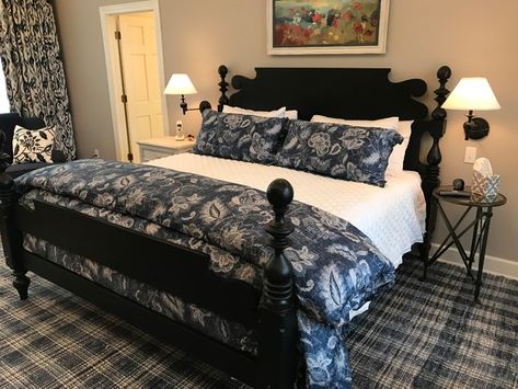 Black Wood Bed, Colonial Bedroom, Classic Bedding, Antique Bench, Ethan Allen, Girl House, Wood Beds, Home N Decor, Black Wood