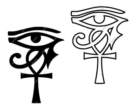 Ankh And Eye Of Horus, Egyptian Symbol Tattoo, Egypt Tattoo Design, Egyptian Eye Tattoos, Ankh Tattoo, Horus Tattoo, Ancient Tattoo, Egypt Tattoo, Egyptian Tattoo