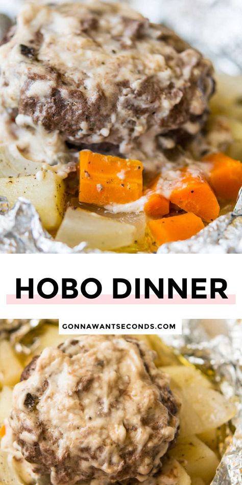 Ground Beef Hobo Dinner, Hobo Dinner Casserole, Hobo Hot Dish, Hobo Dinners In The Oven, Hamburger Hobo Dinner, Hobo Foil Packs, Camping Pack List, Easy Fancy Dinner Recipes, Easy Fancy Dinner