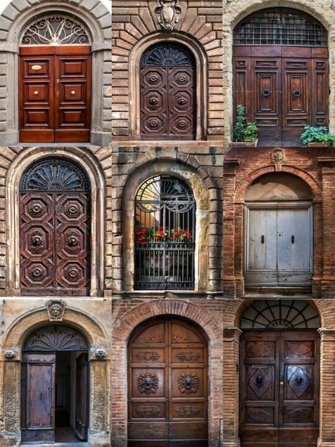 Tuscan doors from Sienna just pretty door. My front door is a rather boring color and style. Front has a tuscan flair...someday. Italy Scrapbooking, Tuscan Doors, Italian Doors, Metal Garden Gates, Tuscan Style Homes, Quirky Home, Tuscan Design, Mediterranean Home Decor, Tuscan House