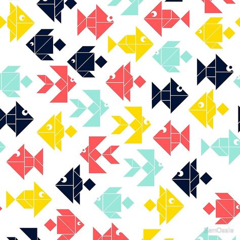 Tangram Shapes, Puppy Box, Deep Sea Animals, Geometric Fish, Fish Quilt, Fish Graphic, Fish Pattern, Pattern Collection, Geometric Animals