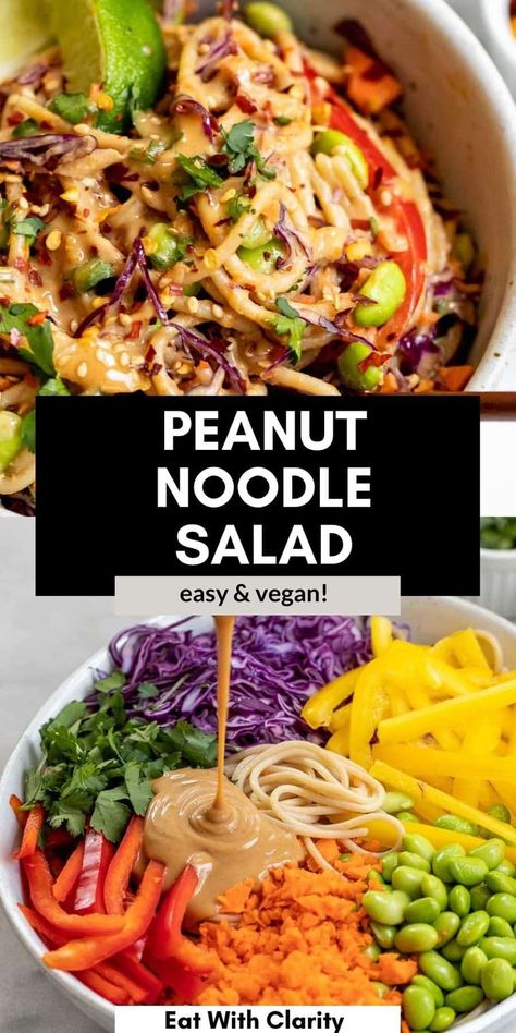 Peanut Noodle Salad, Thai Noodle Salad, Noodle Salad Recipes, Resep Salad, Plant Based Dinner, Resep Diet, Best Thai, Noodle Salad, God Mat