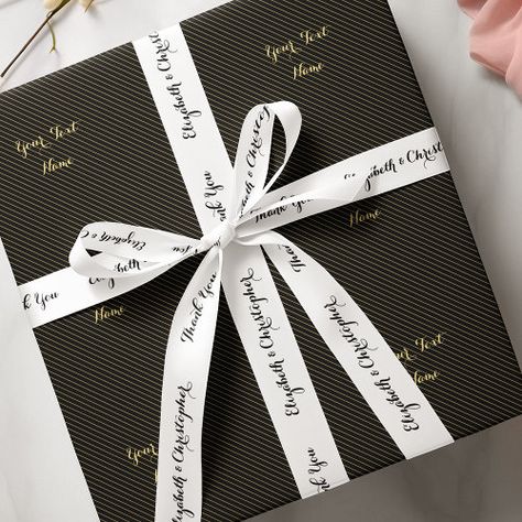 $16.05 | Elegant Thank You Black White Custom Wedding Favor #white, wedding, thank you, elegant, template, bride, groom, personalized, script, black Popular Wedding Favors, Wedding Favours Thank You, Elegant Template, Typography Script, Personalized Thank You Cards, Personalized Ribbon, Custom Wedding Favours, Custom Ribbon, Elegant Typography