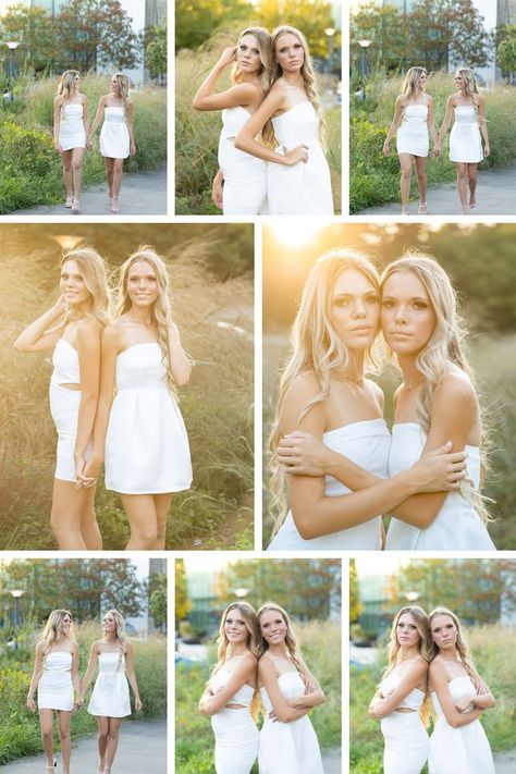 Best Friends Photography Poses, Twins Photoshoot Ideas Adults, Senior Pics For Twins, Twin Picture Ideas Teenage, Two Sisters Photoshoot Poses, Senior Picture Ideas For Twins Sister Poses, Senior Picture Ideas Sisters, Twin Sister Photoshoot Ideas, Sister Picture Ideas Sibling Poses