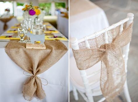 Table Runners Wedding Round, Wedding Reception Tablescapes, Yellow Napkins, Burlap Runners, Reception Tablescapes, Romantic Table, Burlap Table Runners, Table Runners Wedding, White Table Cloth