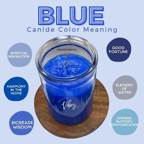 Dark Blue Candle Meaning, New Moon Candle Color, Blue Candle Spells, Blue Candle Magic, Blue Candle Meaning, Candle Color Meanings Magic, Reading Candles, Candle Magic Colors, Candle Meanings