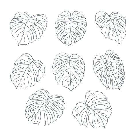 Monstera Abstract Art, Dainty Monstera Tattoo, Monstera Outline Tattoo, Monstera Leaf Tattoos, Monstera Leaf Tattoo Design, Monstera Plant Drawing Simple, Monstera Plant Outline, Monstera Leaf Illustration, Monstera Drawn