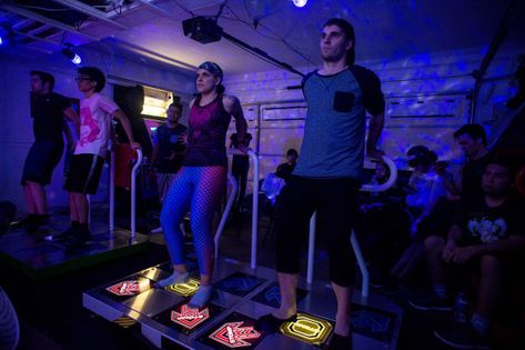 Alex and Seth Sanchez play Pump It Up, which is the Korean equivalent of “Dance Dance Revolution,” in Sanchez’ Chino Hills garage, The Igloo Arcade, on Friday night, Jan. 19, 2018. (Photo by Sarah Reingewirtz, Pasadena Star-News/SCNG) Dance Revolution Game, Dance Dance Revolution Arcade, Dance Dance Revolution Aesthetic, Dance Revolution, Dance Dance Revolution, Dance Games, Chino Hills, Pump It Up, Game Calls