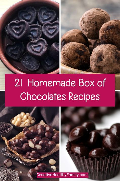 Yum! From truffles to cream-filled candies to everything chocolate-covered imaginable, there are definitely enough ideas here to help you make your own homemade box of chocolates from scratch! Filled Chocolates Homemade, Diy Filled Chocolates, Chocolate Fudge Truffles, Making Chocolates In Molds, Homemade Chocolates Fillings, Homemade Filled Chocolates, Homemade Chocolate Recipe, Homemade Chocolate Candies, Chocolate Ideas Gifts