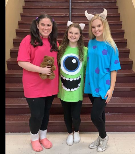 Spirit Week Character Day, Character Outfits Spirit Week, Disney Character Outfits Spirit Week, Boo And Sully, Sully And Boo Costume, Sun And Moon Costume, Sully Costume, Sully And Boo, Boo Costume