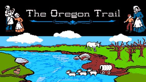 oregon trail Oregon Trail Pioneers, Oregon Trail Game, Apple Ii, School Computers, The Oregon Trail, Shingle Colors, Free Pc Games, Pc Games Download, Perfect Road Trip