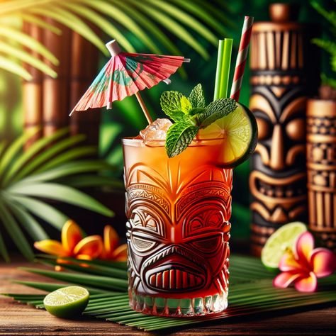 Mai Tai Recipe and Ingredients - MyBartender Mai Tai Cocktail Recipes, Mai Tai Recipe, Mai Tai Cocktail, Royal Hawaiian Hotel, Aged Rum, Opening A Restaurant, Food Sketch, Mint Sprig, Pacific Islands