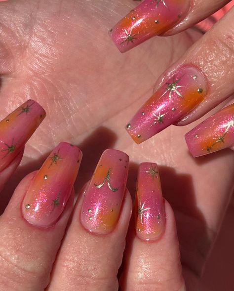 Aries Season ✨♈️ #nailart #nailtech #nailsalon #thenailbargf #nailartspecialist #nailinspo #greatfallsnailtechs #greatfallssalon #funkynails #weirdnails #3dnailart #auranails #handpaintednailart #ariesnails #ariesseason #zodaicnails Cancerian Nail Art, Aires Nail Designs, Aires Zodiac Nail Designs, Aries Inspired Nails, Acrylic Nails Astrology, Aries Nails, Press On Nails Aries, Zodiac Nail Designs, Aries Season