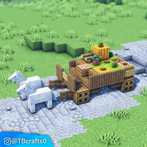 Check out my Instagram page for more Minecraft Designs! Minecraft Wagons And Carts, Minecraft Wagon, Minecraft Cart, Pirate Minecraft, Medieval Wagon, Wagon Ideas, Minecraft Building Guide, Minecraft Idea, Minecraft Banner